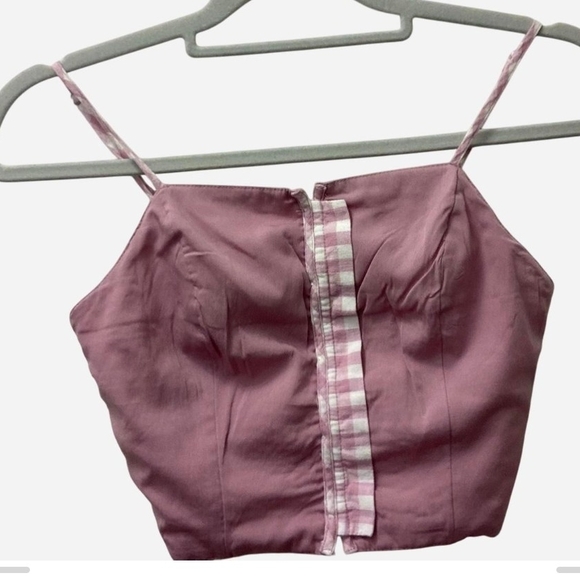 Pre-owned American Eagle Outfitters Pink Eyelet Crop Top - Picture 4 of 4